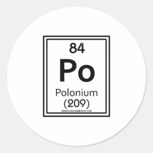84 Polonium Classic Round Sticker