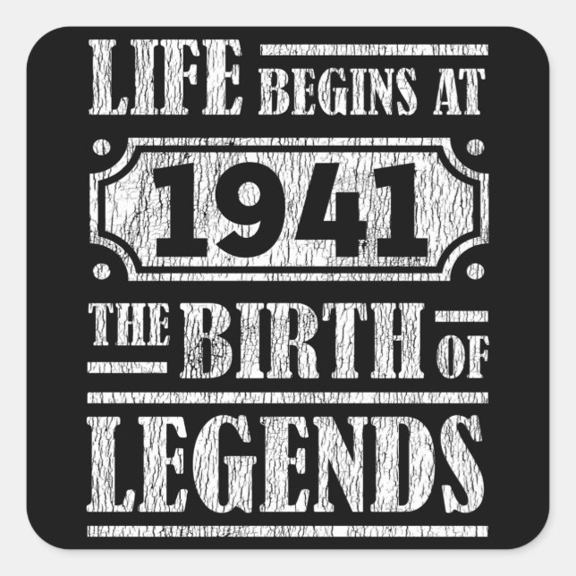 84 Year Old 1941 Birth Of Legend 84th Birthday Square Sticker (Front)