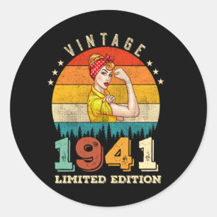 84 Year Old Bday 1941 Vintage 84th Birthday Women Classic Round Sticker