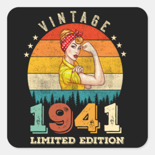 84 Year Old Bday 1941 Vintage 84th Birthday Women Square Sticker