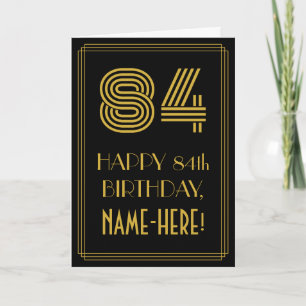 84th Birthday: Art Deco Inspired Look "84" & Name Card