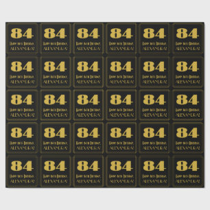 84th Birthday – Art Deco Inspired Look "84" & Name Wrapping Paper