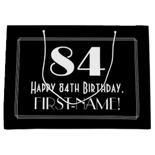 84th Birthday: Art Deco Inspired Style "84", Name Large Gift Bag