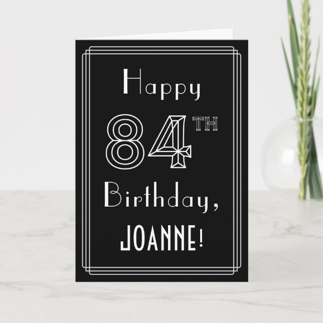 84th Birthday: Art Deco Style # 84 & Custom Name Card (Front)
