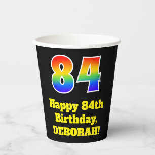 84th Birthday: Colourful, Fun, Exciting, Rainbow 8 Paper Cups