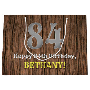 84th Birthday: Country Western Inspired Look, Name Large Gift Bag