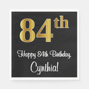 84th Birthday ~ Elegant Luxurious Faux Gold Look # Napkin