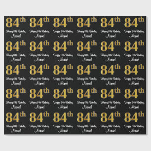 84th Birthday: Elegant Luxurious Faux Gold Look # Wrapping Paper