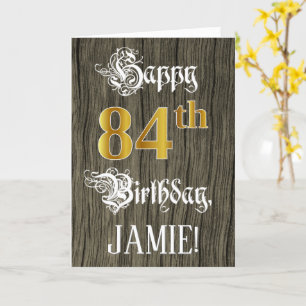 84th Birthday: Faux Gold Look + Faux Wood Pattern Card