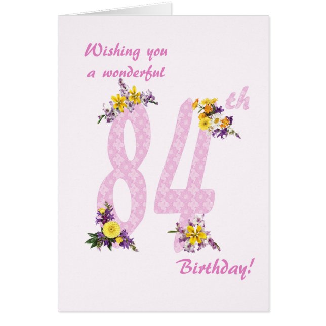 84th Birthday Flower Decorated Numbers (Front)