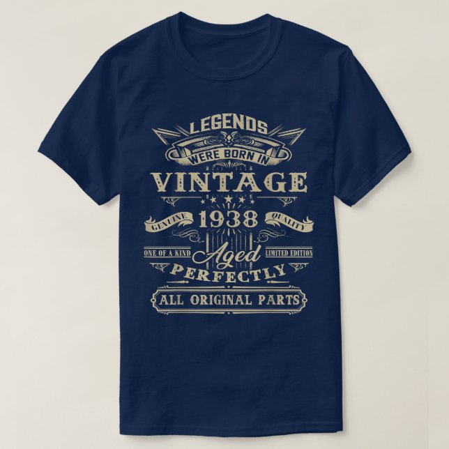 84th Birthday Gift For Legends Born 1938 84 Yrs Ol T-Shirt (Design Front)