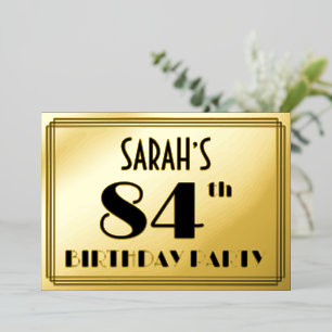 84th Birthday Party — Art Deco Look “84” + Name