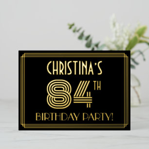 84th Birthday Party — Art Deco Style “84” + Name