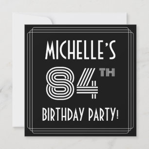 84th Birthday Party: Art Deco Style w/ Custom Name Invitation