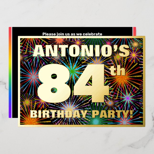 84th Birthday Party — Fun, Colourful Fireworks Loo (Front/Back)