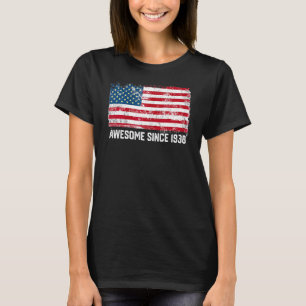 84th Birthday Vintage Usa Flag Awesome Since 1938 T-Shirt