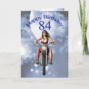 84th birthday with a biker girl card