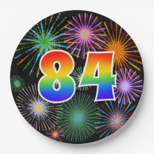 84th Event - Fun, Colourful, Bold, Rainbow 84 Paper Plate