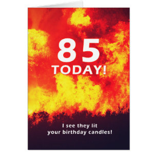 85 Birthday Forest Fire Candle Humour 