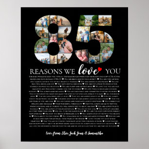 85 reasons why we love you birthday photo collage poster
