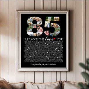 85 reasons why we love you birthday photo collage poster