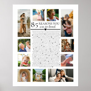 85 reasons you are so loved photo collage birthday poster