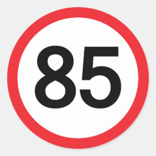 85 speed limit classic round sticker