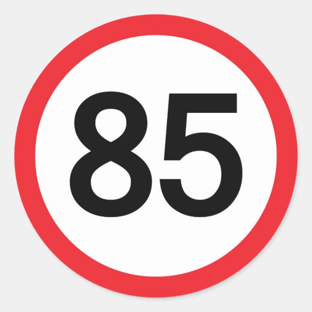 85 speed limit classic round sticker (Front)