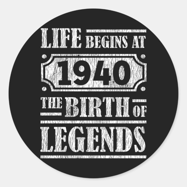 85 Year Old 1940 Birth Of Legend 85th Birthday Classic Round Sticker (Front)
