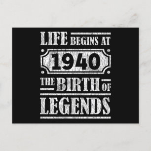 85 Year Old 1940 Birth Of Legend 85th Birthday Postcard