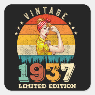 85 Year Old Bday 1937 Vintage 85th Birthday Women Square Sticker