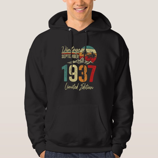 85 Yr Old Vintage September 1937  85th Hoodie (Front)