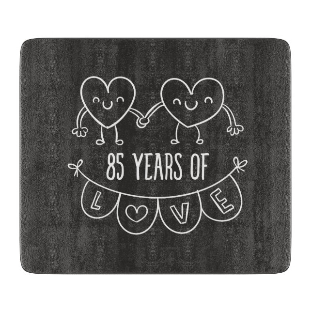 85th Anniversary Gift Chalk Hearts Cutting Board (Front)
