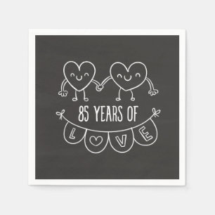 85th Anniversary Gift Chalk Hearts Napkin