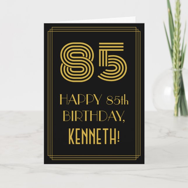 85th Birthday: Art Deco Inspired Look "85" & Name Card (Front)
