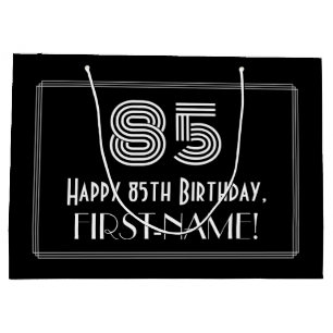 85th Birthday — Art Deco Inspired Look "85" & Name Large Gift Bag