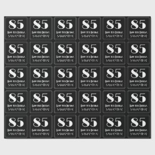 85th Birthday - Art Deco Inspired Look "85", Name Wrapping Paper