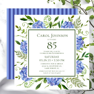 85th Birthday Blue Hydrangeas Invitation