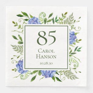 85th Birthday Blue Hydrangeas Napkin