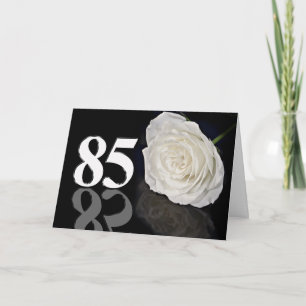 85th Birthday Card with a classic white rose