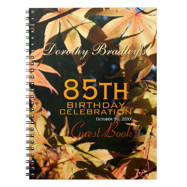 85th Birthday Celebration Autumn Custom Guest Book (Front)
