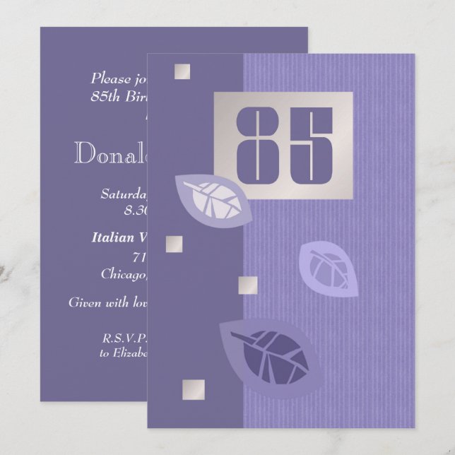 85th Birthday Celebration Custom Invitations (Front/Back)