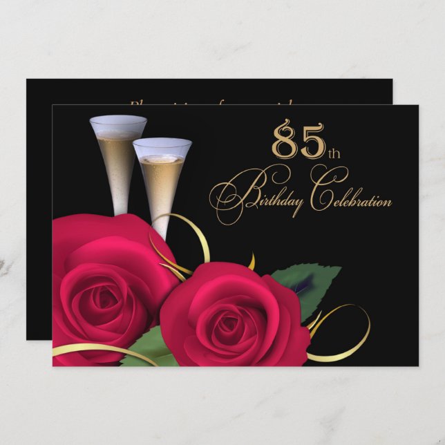 85th Birthday Celebration Custom Invitations (Front/Back)