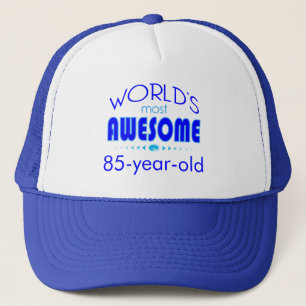 85th Birthday Celebration World's Best in Blue Trucker Hat