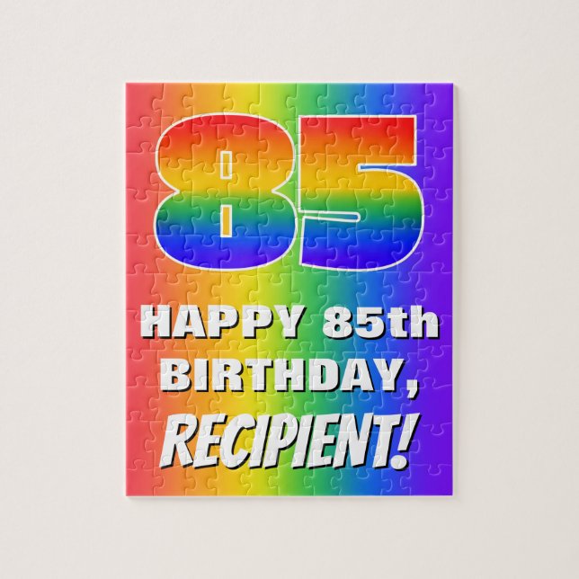 85th Birthday: Colourful, Fun Rainbow Pattern # 85 Jigsaw Puzzle (Vertical)