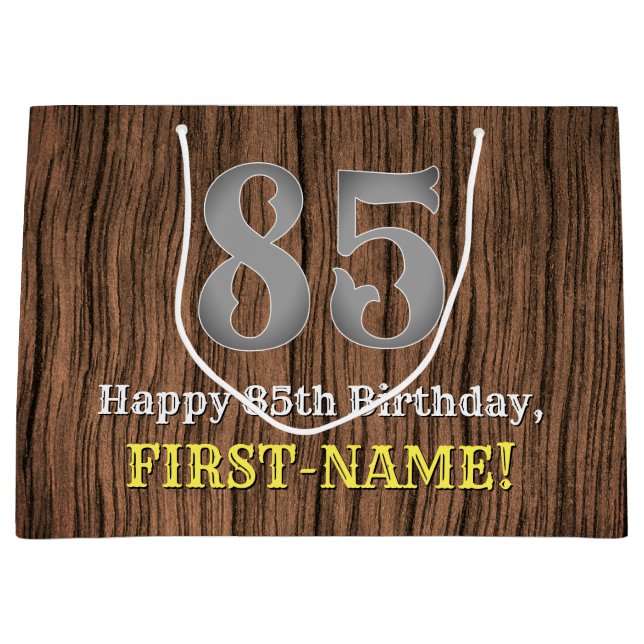 85th Birthday: Country Western Inspired Look, Name Large Gift Bag (Front)