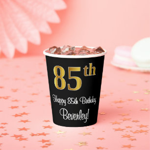 85th Birthday - Elegant Luxurious Faux Gold Look # Paper Cups