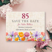 85th Birthday Floral 85 Years Garden Save the Date