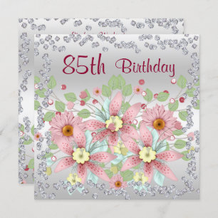 85th Birthday Floral Display & Diamonds Invitation