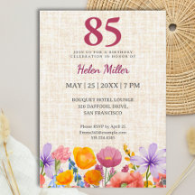 85th Birthday Floral Garden Party 85 Years Elegant